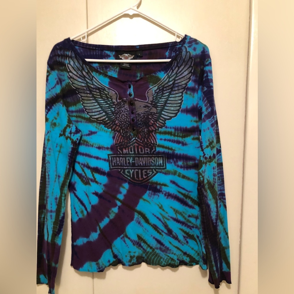 Harley Davidson Tye-Dye Long Sleeve Top